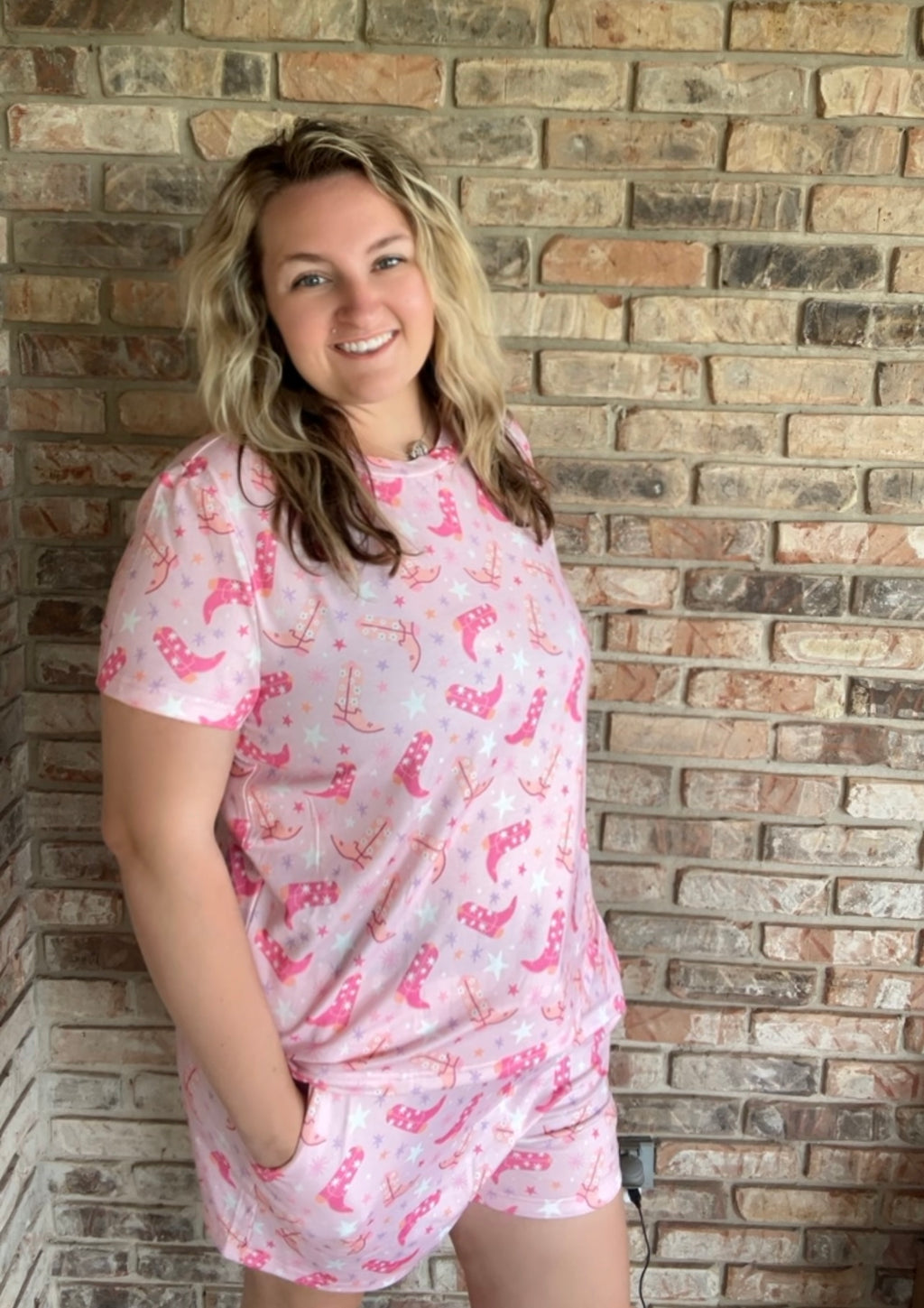 Pink Western Boot 2pc Lounge Set