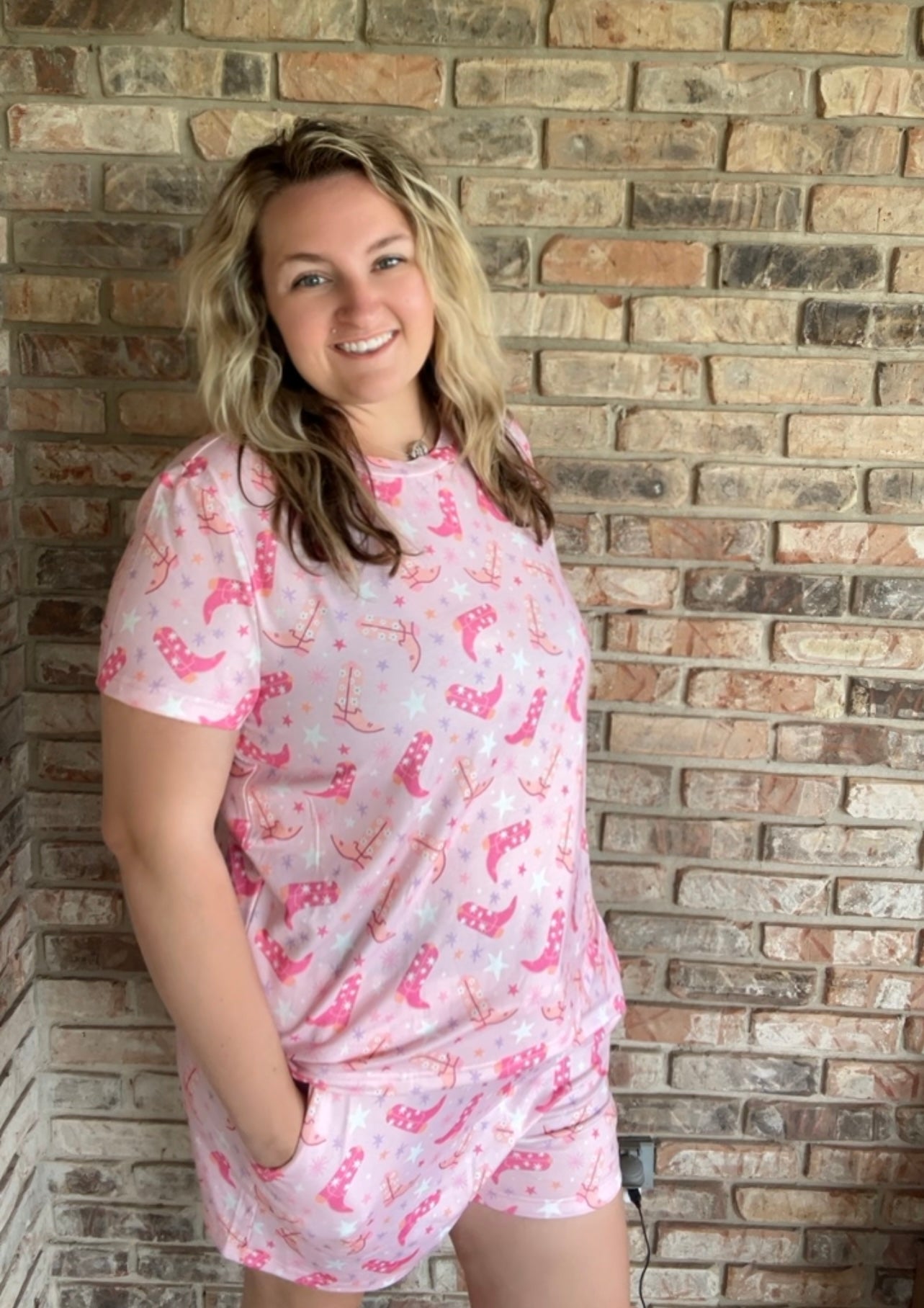 Pink Western Boot 2pc Lounge Set