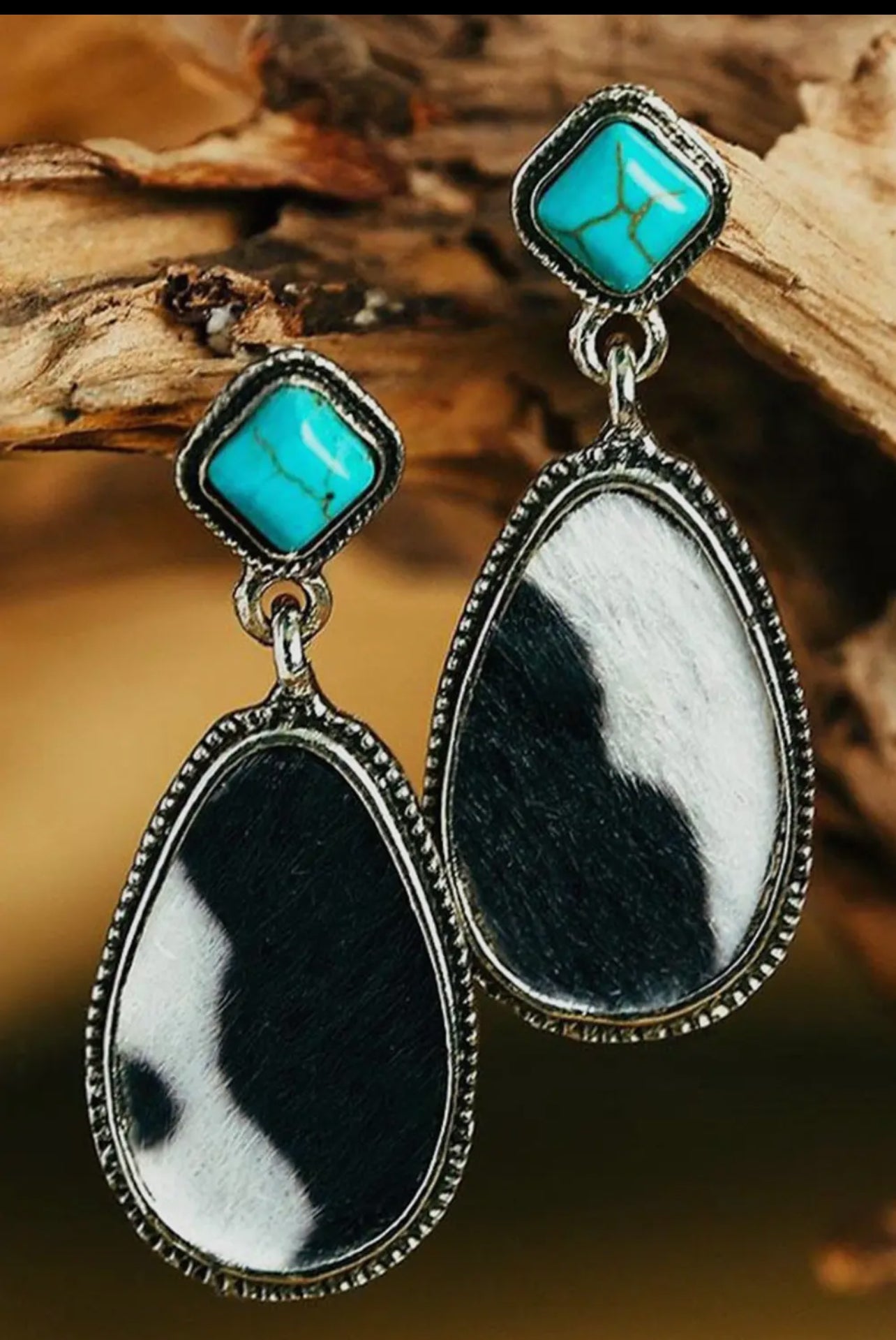 Turquoise Cow Earrings