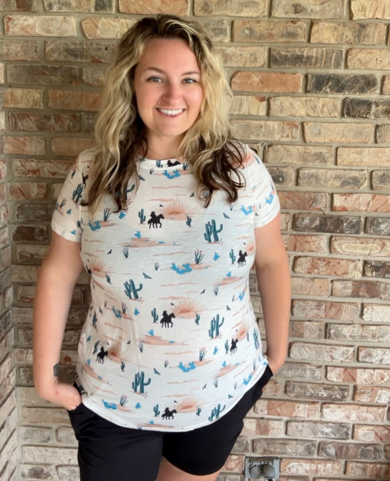 Western Cactus Crew Neck Tee