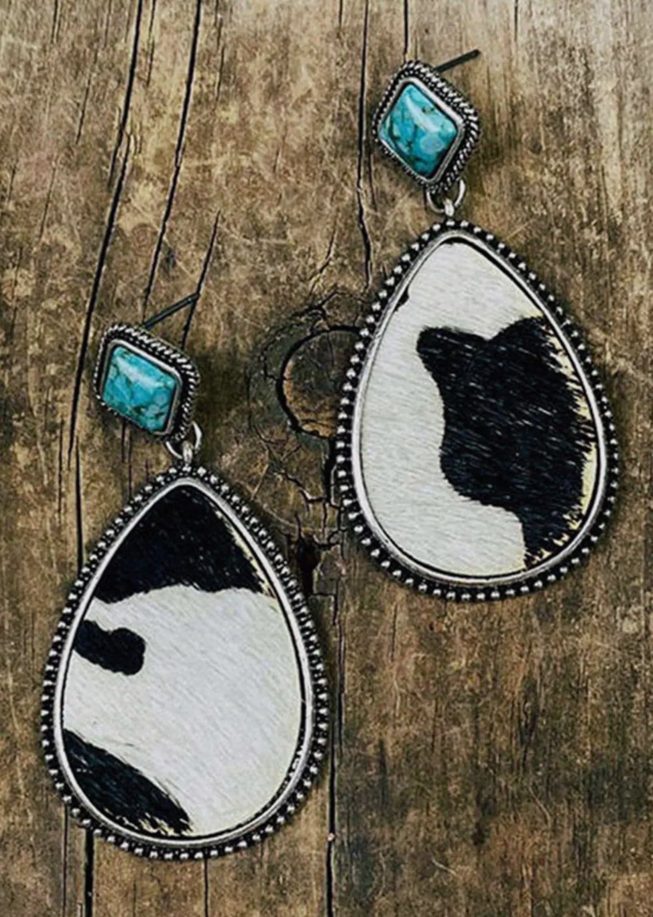 Turquoise Cow Earrings