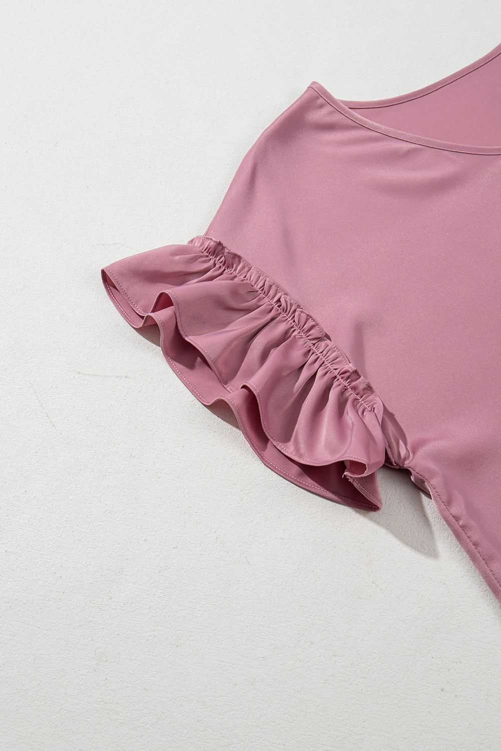 Satin Ruffle Sleeve Top