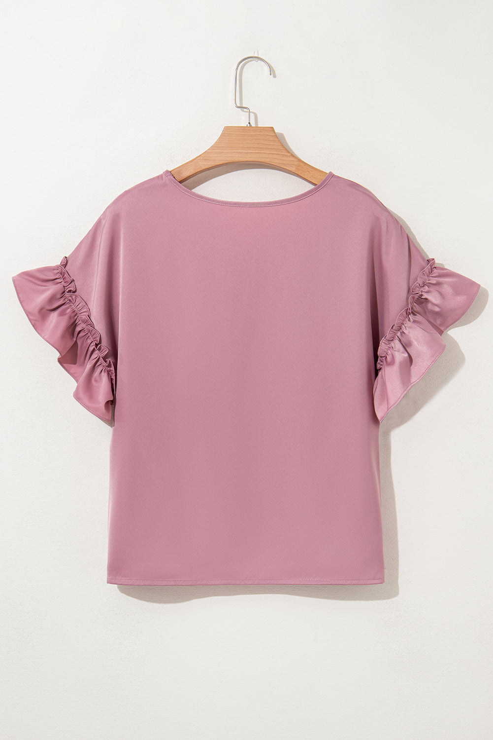 Satin Ruffle Sleeve Top
