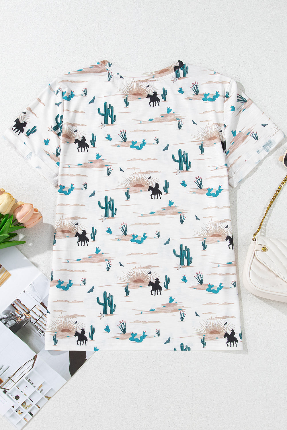 Western Cactus Crew Neck Tee