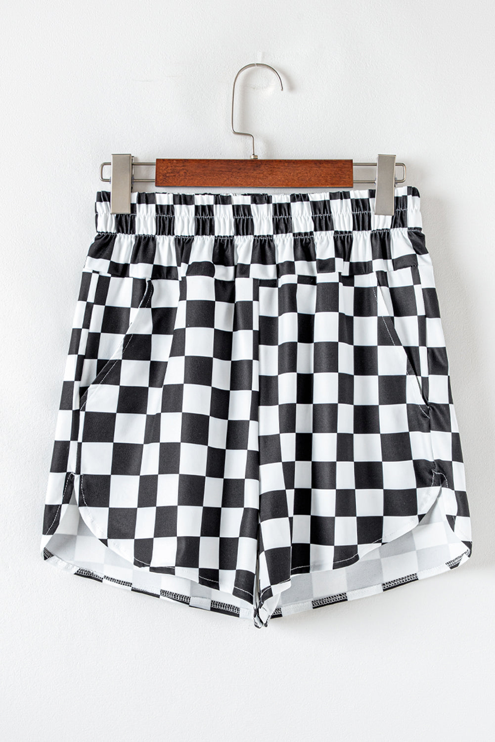 Black Checkered Print Shorts