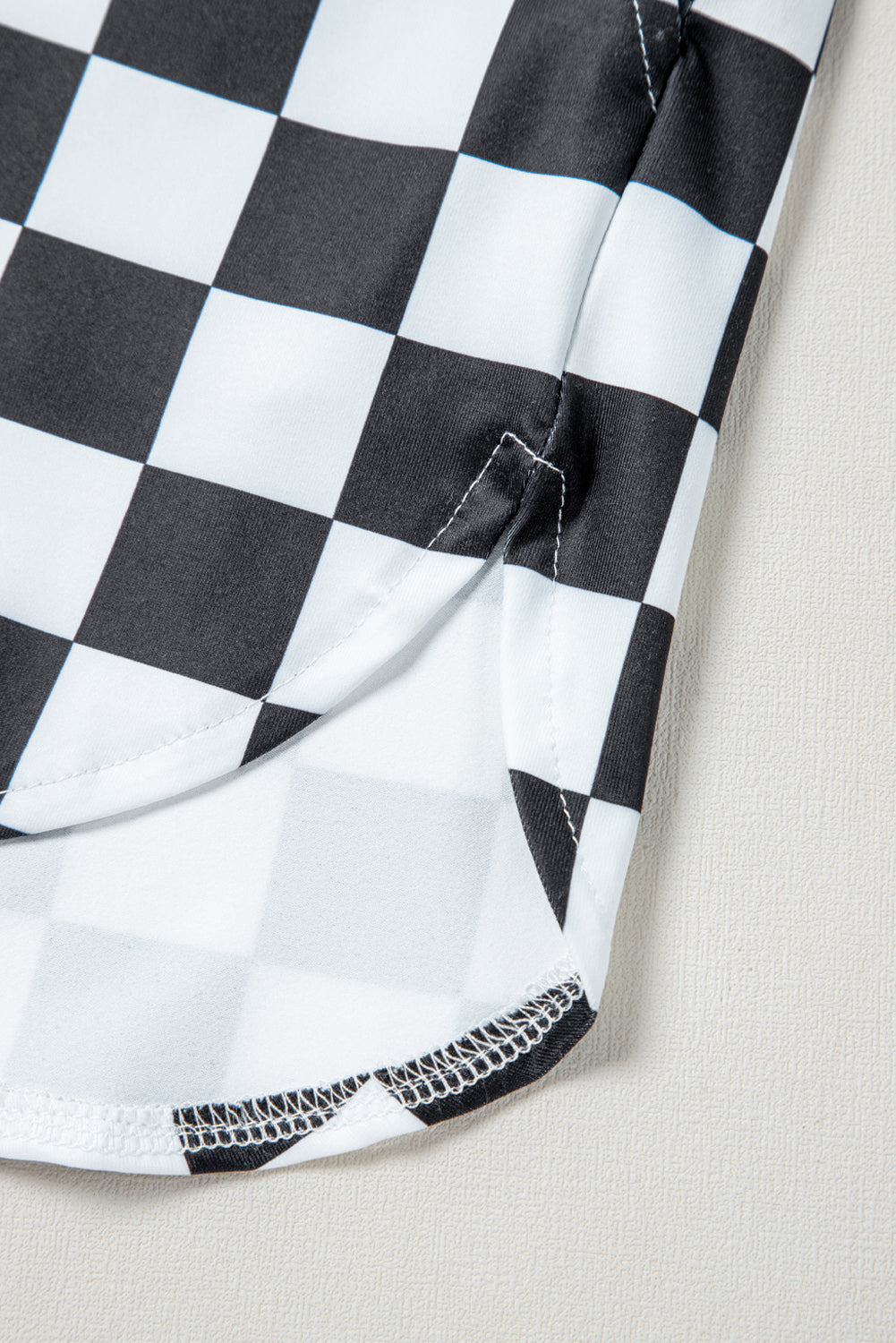 Black Checkered Print Shorts
