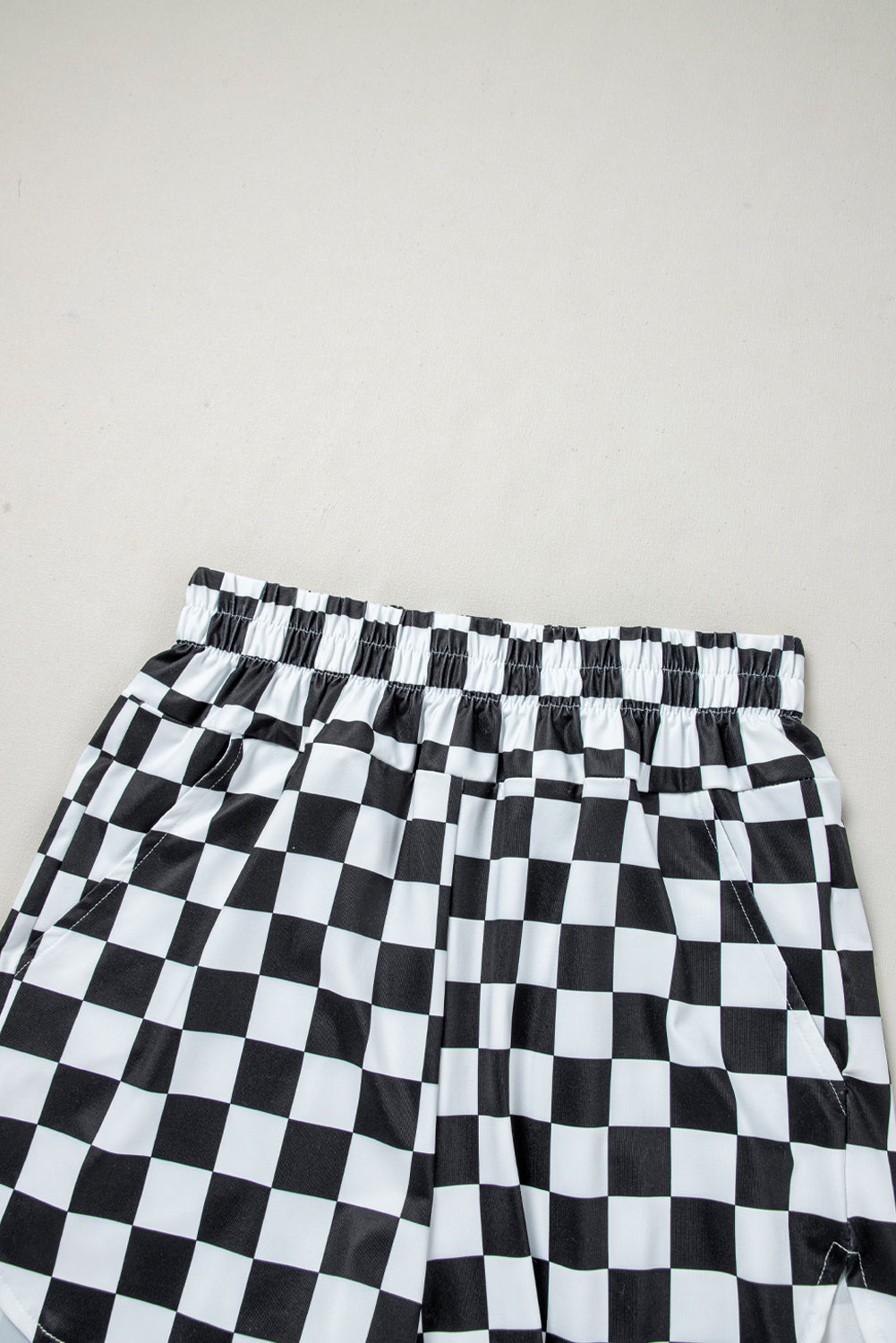 Black Checkered Print Shorts