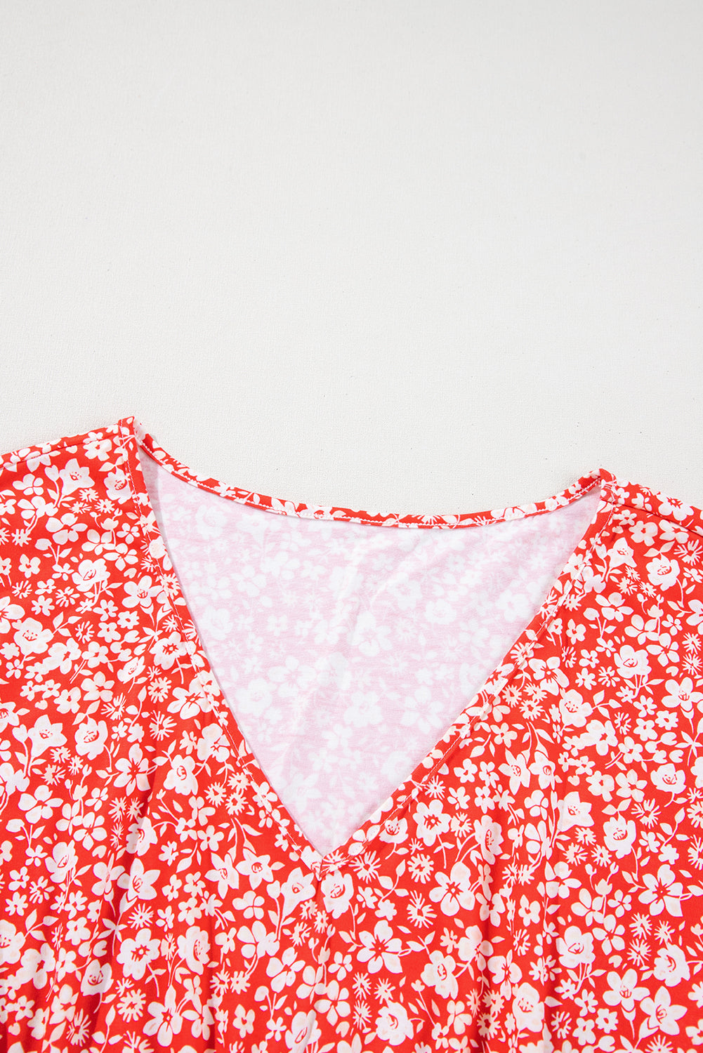 Plus Red Floral Flared Sleeve Blouse